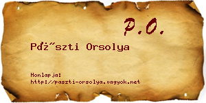 Pászti Orsolya névjegykártya